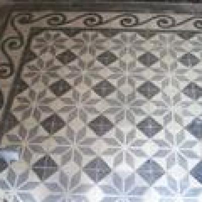 c.13m2+ of black, grey and white carreaux de ciment tiles c.1910