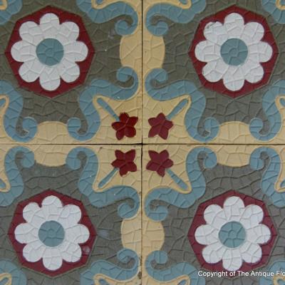 c.13.4m2 antique Boch Freres ceramic floor - late 19th century