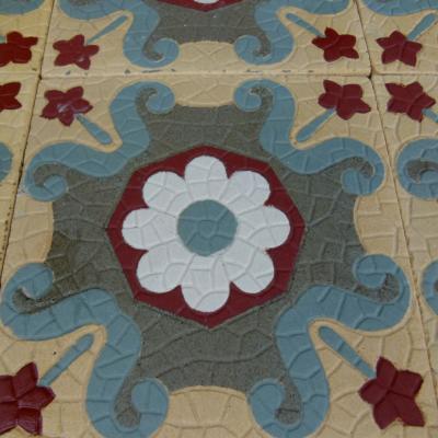 c.13.4m2 antique Boch Freres ceramic floor - late 19th century