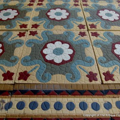 c.13.4m2 antique Boch Freres ceramic floor - late 19th century