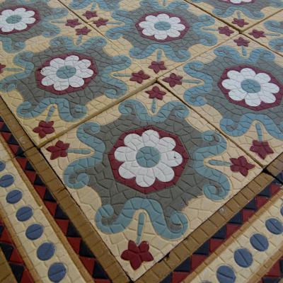 c.13.4m2 antique Boch Freres ceramic floor - late 19th century