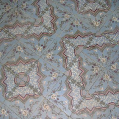17.5m2 / 190 sqft floral themed antique ceramic encaustic floor c.1905