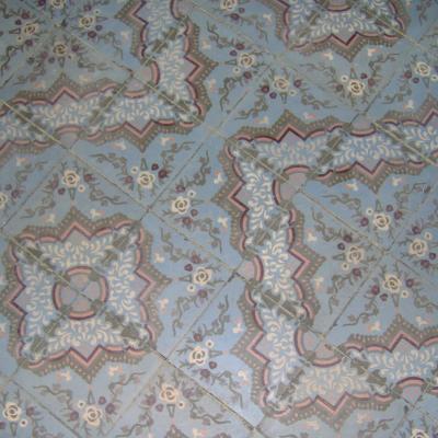 17.5m2 / 190 sqft floral themed antique ceramic encaustic floor c.1905