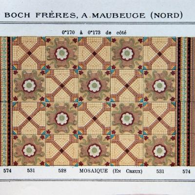 c.13.4m2 antique Boch Freres ceramic floor - late 19th century